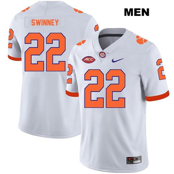 Men's Clemson Tigers #22 Will Swinney Stitched White Legend Authentic Nike NCAA College Football Jersey AKU5646DD
